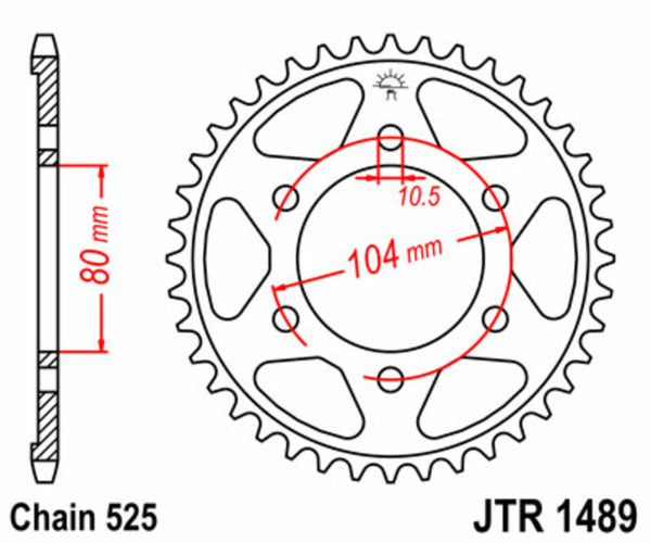 JT -Sprock -Stahlstandard -Heckrad 1489 - 525 JTR1489.43