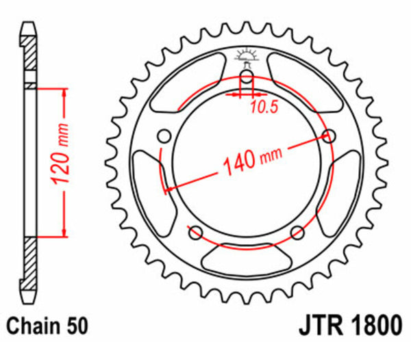 JT Sprock's Steel Standard Rear Sprock 1800 - 530 JTR1800.42