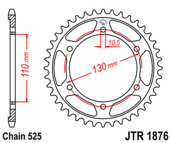 JT -Sprock -Stahlstandard Heckrad 1876 - 525 JTR1876.45
