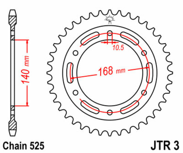 JT -Sprock -Stahlstandard -Heckrad 3 - 525 JTR3.41