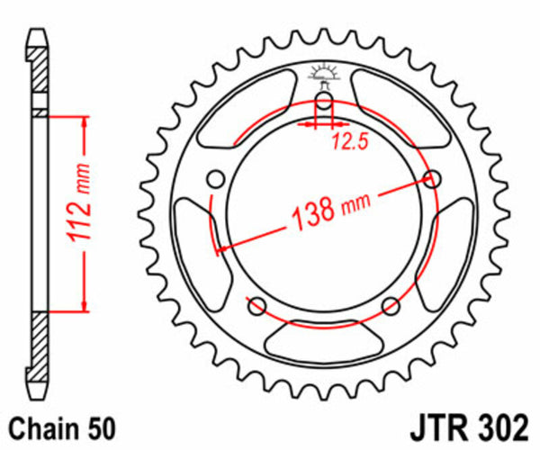 JT -Sprock -Stahlstandard -Heckrad 302 - 530 JTR302.43