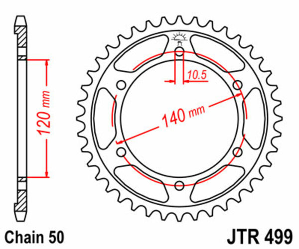 JT -Sprock -Stahlstandard -Heckrad 499 - 530 JTR499.43