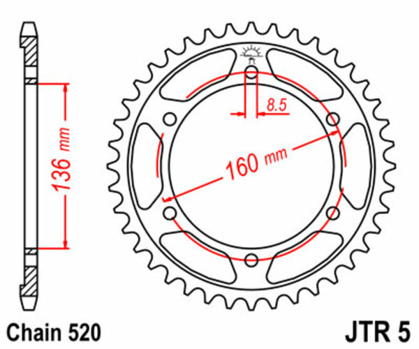 JT -Sprock -Stahlstandard -Heckrad 5 - 520 JTR5.47