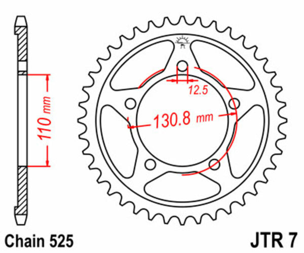 JT Sprock's Steel Standard Rear Sprock 7 - 525 JTR7.45