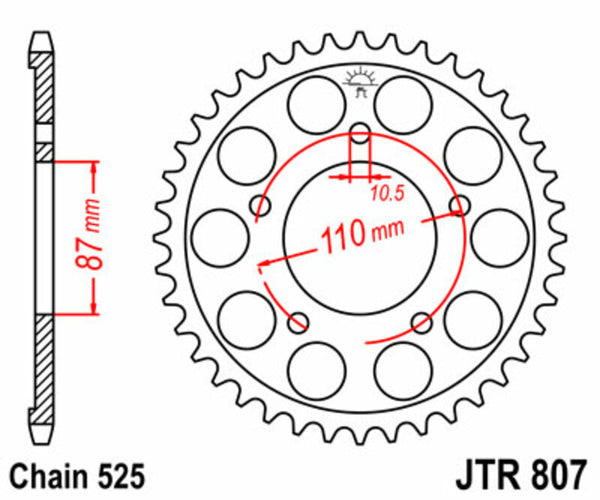 JT -Sprock -Stahlstandard -Heck -Kettenrad 807 - 525 JTR807.48