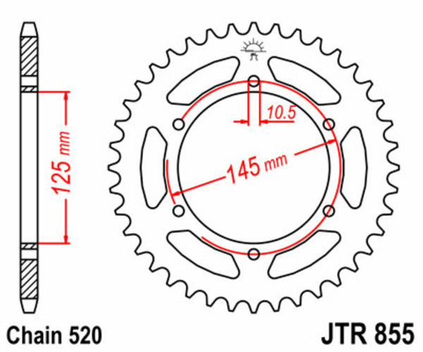 JT -Sprock -Stahlstandard -Heck -Kettenrad 855 - 520 JTR855.47