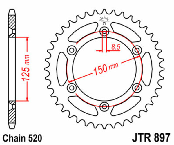 JT -Sprock -Stahlstandard -Heckrad 897 - 520 JTR897.44