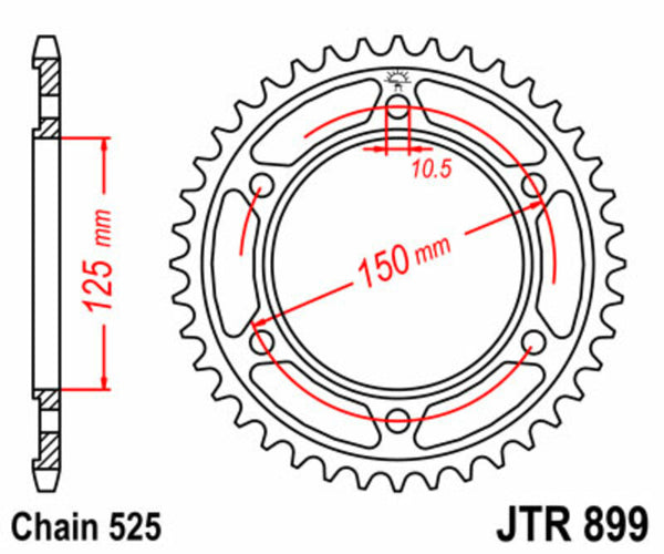 JT -Sprock -Stahlstandard -Hinterrad 899 - 525 JTR899.42
