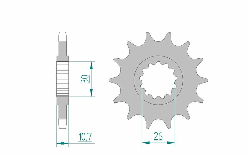 AFAM Steel Standard Framdrev 21607 - 525 med 14 tänder, kompatibelt med Yamaha motorcyklar. Precisionsskuret stål för optimal prestanda och hållbarhet.