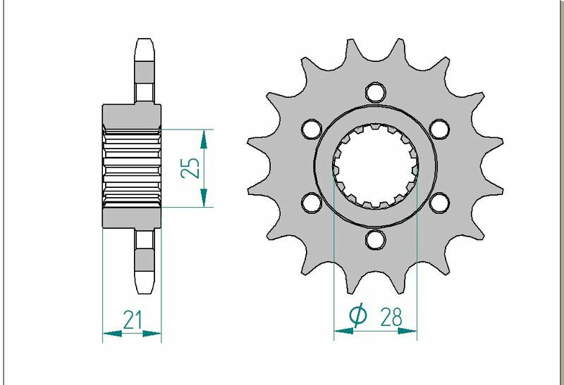 AFAM Steel Standard Framdrev 37600 - 525, framdrev i stål för motorcyklar. Passar Aprilia Caponord, Dorsoduro och Shiver modeller. Hållbart och exakt tillverkat.