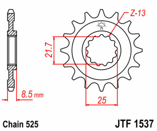 JT Sprocks Stahlstandard vorne 1537 - 525 JTF1537.15