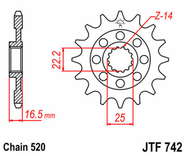 JT Sprocks Stahlstandard -Vorderrad 742 - 520 JTF742.15