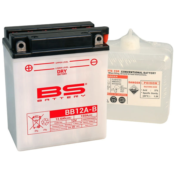 BS Battery High-Performance Battery with Acid Pack - BB12A-B 