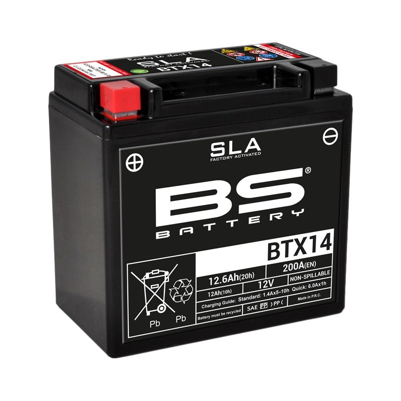 BS BATTERY SLA BATTERY MAINTENANCE FREE FACTORY ACTIVATED - BTX14