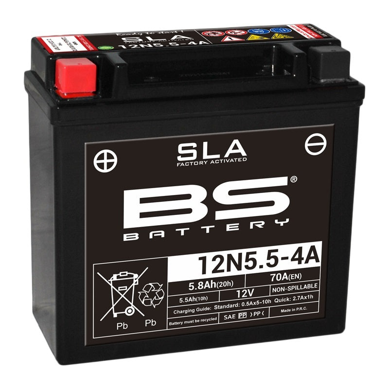 BS BATTERY SLA BATTERY MAINTENANCE FREE FACTORY ACTIVATED - 12N5.5-4A/4B