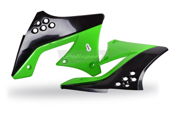 Policeport Radiator Covers Oem Color Green/Black Kawasaki KX250F 8412800004