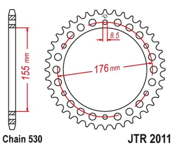 JT Sprockets Steel Standard Reary Sprock 2011 - 530 JTR2011.44