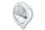 Highsider 5 3/4 "LED Headlight Bates Style Type5, Chrome, Black Cover, Lower Fixed. 223-214