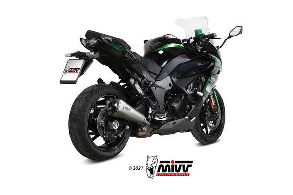 MIVV Delta Race Silencer Stahl gebürstet Edelstahl/Kohlenstoff - Kawasaki Ninja 1000 SX K.054.Drx