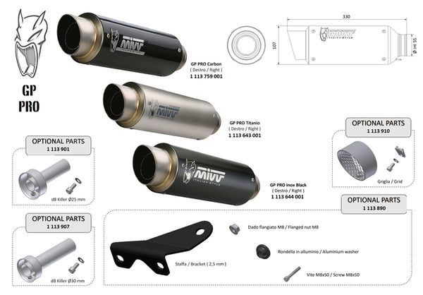 MIVV GP Pro Universal Silencer - Rechte Seite 00.73.ku.sxbp
