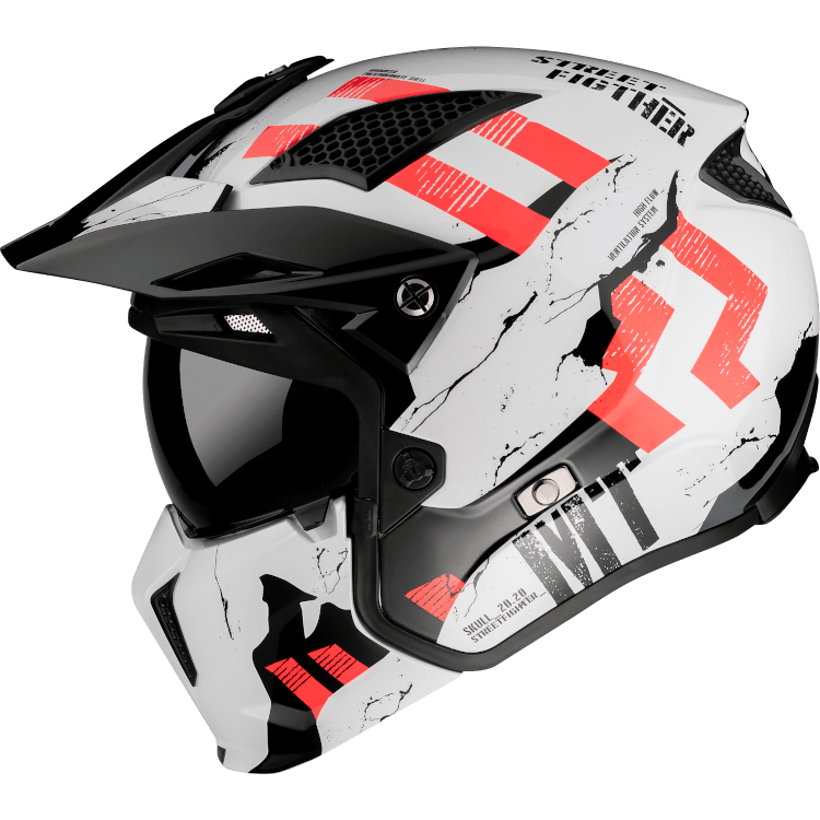 MT Helmets Open MC Helmet Streetfighter Twin Pearl White