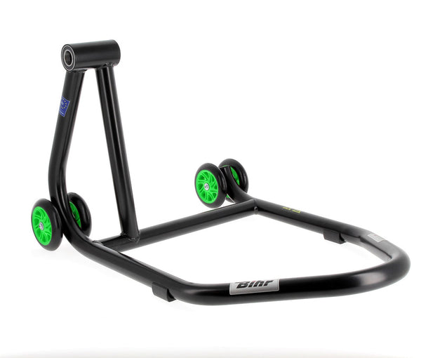 Bihr Home Track Left Single Arm Paddock Stand Matt Black Green Wheelsnull