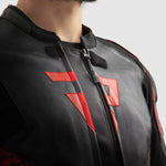 Rebelhorn MC-Lederjacke Veloce Schwarz /Camo Rot