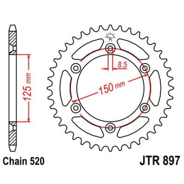 JT Sprock's Zinc Standard Rear Sprock 897 - 520 JTR897.45ZBK