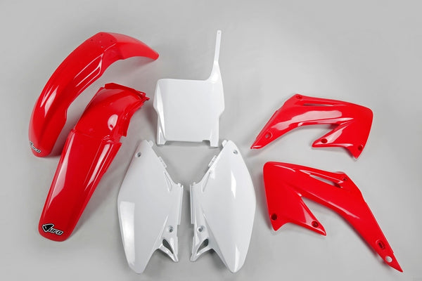 UFO -Kunststoff -Kit OEM -Farbe Rot/Weiß Honda CR125R/250R Hokit102@999