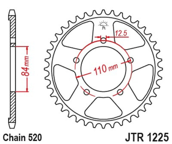 JT -Sprock -Stahlstandard -Heckrad 1225 - 520 JTR1225.40