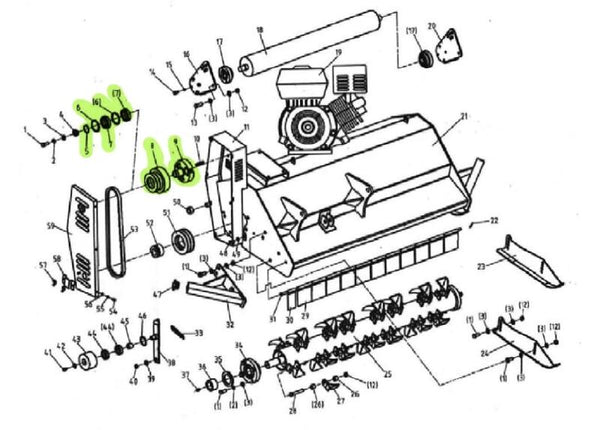 Art Spare Part Flail Mower SLH120 - Clutch Complete - Exploded Views No.5 / 6 /7 /8 /9 MFP120.00.017