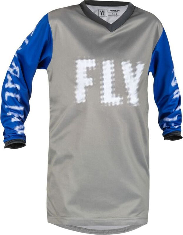 Fly Racing F-16 Youth Jersey-Grau/Blau 376-223YXS