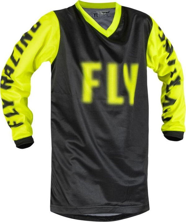 Fly Racing F-16 Jugendtrikot-Schwarz/Neongelb 376-220y