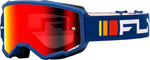 FLY Racing Zone Crossglasögon Marinblå/Vita – Röd/Rökfärgat Glas