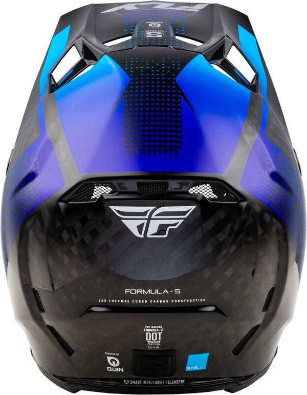Carbon -Protokollhelm der Fly -Racing -Formel - schwarzer Kohlenstoff/Blau 73-4466L