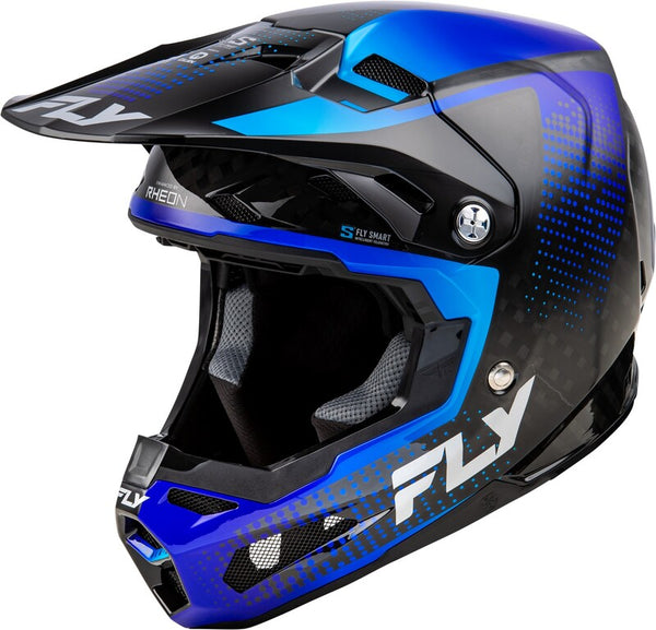 Carbon -Protokollhelm der Fly -Racing -Formel - schwarzer Kohlenstoff/Blau 73-4466x