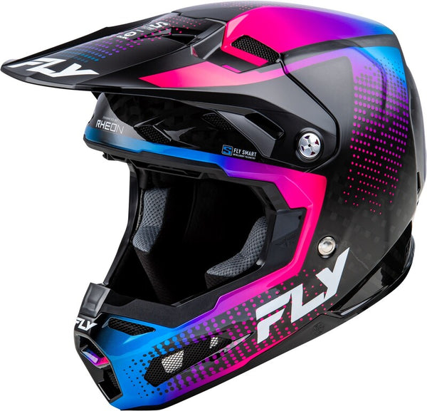 Carbon -Protokollhelm der Fly -Racing -Formel - schwarzer Kohlenstoff/Blau/Pink 73-4467x