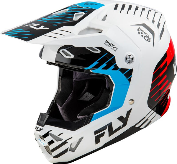 Escape Racing Formel CP Slice Helm - Weiß/Rot/Cyan 73-0052s