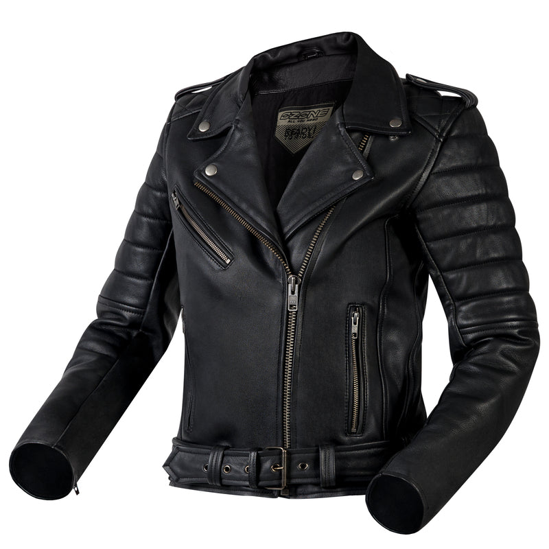 Ozone lady mc-leather jacket ramones modern black