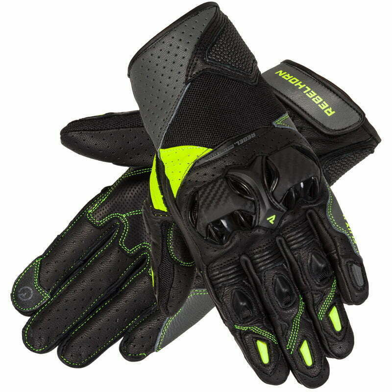 Rebelhorn Mc-Handschuhe Flux II Schwarz /Flu 