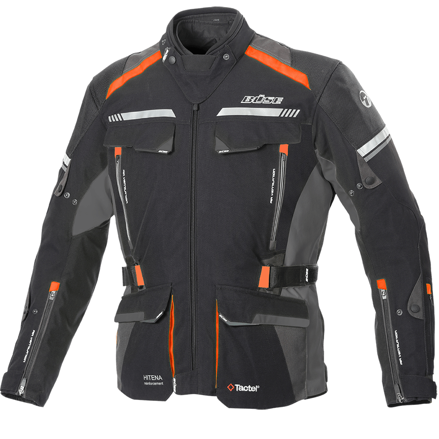 Büse Textile MC Jacke Highland II Schwarz /Orange