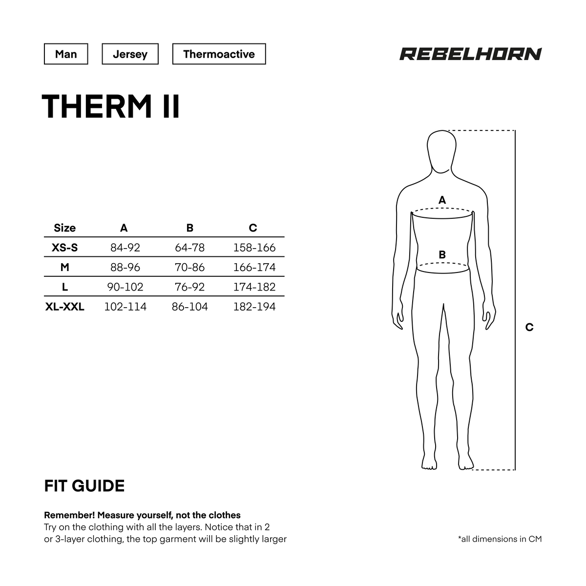 Rebelhorn Unterwäsche Hemd Therm II Schwarz