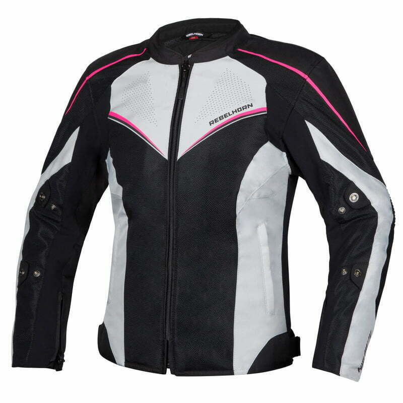 Rebelhorn Dam Textile MC Jacke Hiflow IV Schwarz /Silber /Pink