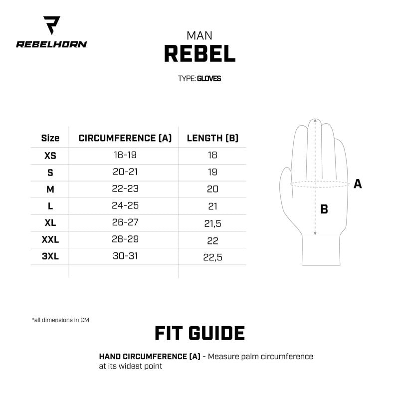 Rebelhorn Sport Motorrad-Handschuhe Rebel Schwarz /Flu 