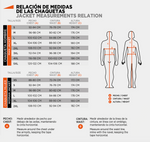 Storleksguide för Seventy Textil Mc-Jacka SD-JT43 med mått för bröst, midja och längd. Hjälper till att välja rätt storlek för optimal passform.