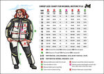 Storlekstabell för Sweep Dam Kevlar Mc-Hoodie Grå med mått och instruktioner för att hitta rätt passform för motorcykelkläder.