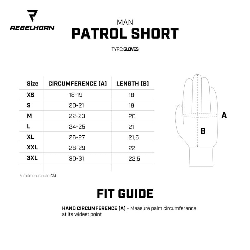 Rebelhorn MC Handschuhe Patrouille kurzes Schwarz /Grau