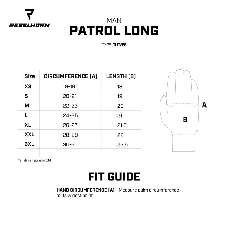 Rebelhorn Mc-Handschuhe Patrol Lang Schwarz /Grau 