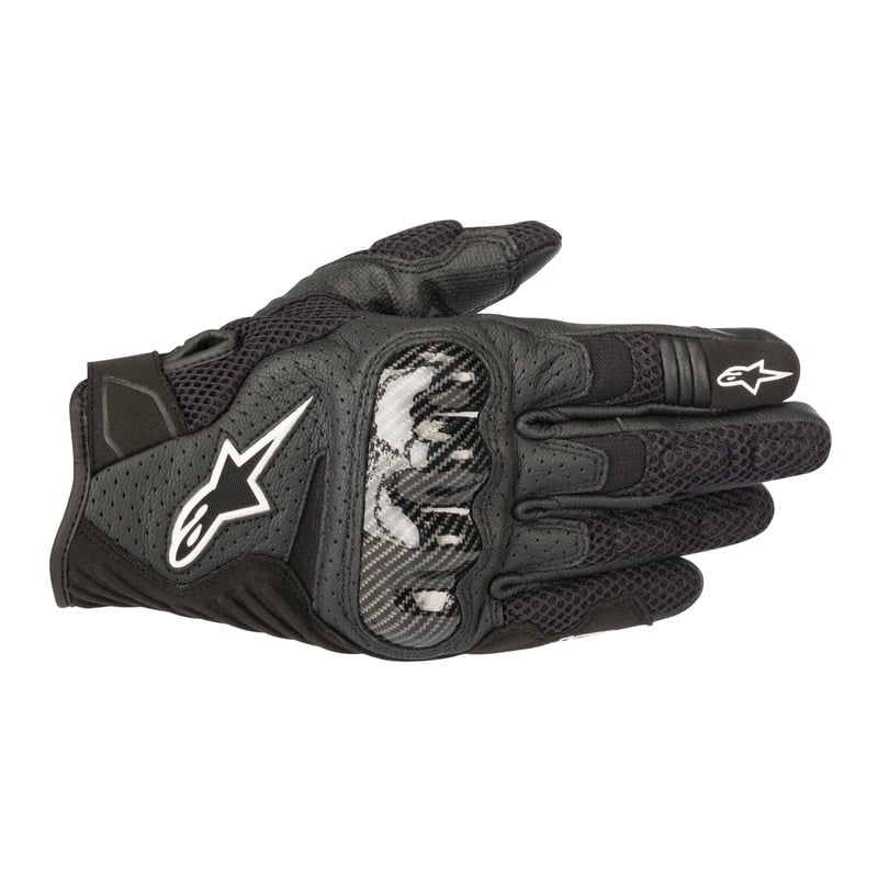 Alpinestars Mc-Handskar SMX-1 AIR V2 Svart med ventilerande mesh och förstärkta knogar för optimal skydd och komfort vid motorcykelkörning.